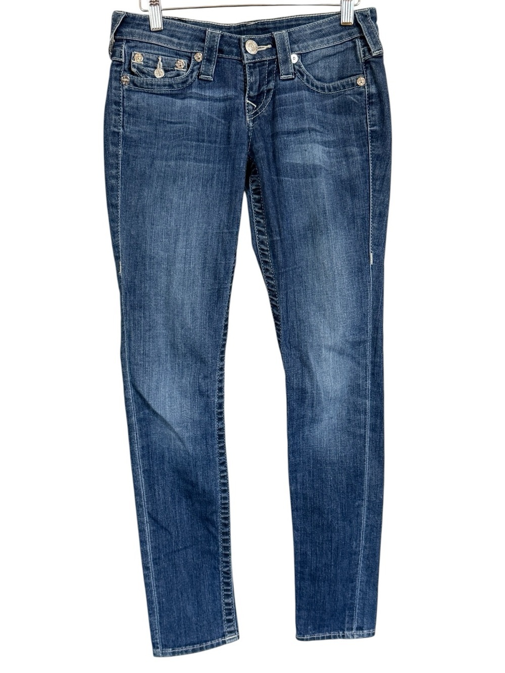 True Religion Crystal Horseshoe Flap Pocket Skinny Jeans Women’s Size 26